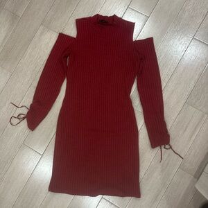 ribbed open shoulder dress